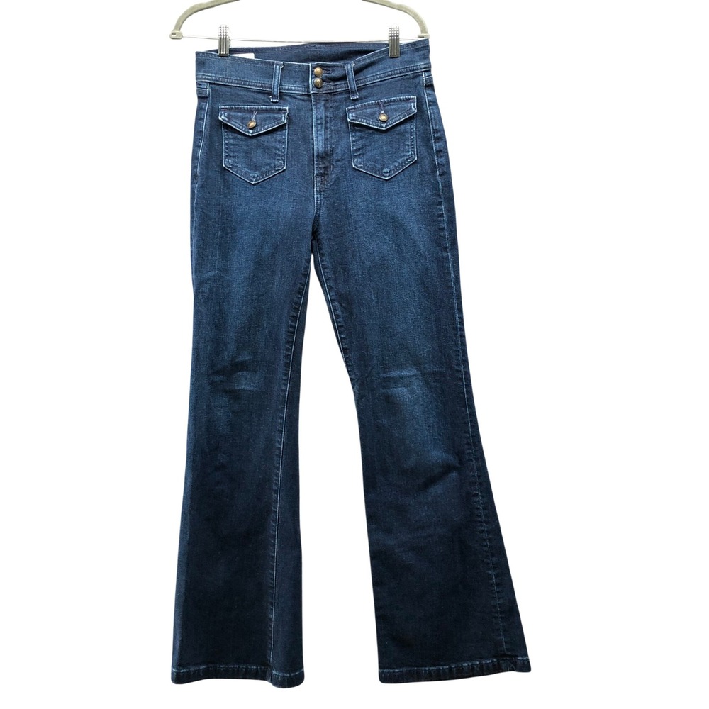 Gap 70s Flare High Rise Jeans Dark Wash Button Flap Pocket Size 29 8R Womens